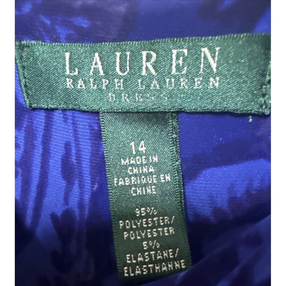 Lauren Ralph Lauren Dress Maxi Floral Empire Waist Stretch Mature Resort Sz 14 - Picture 3 of 9
